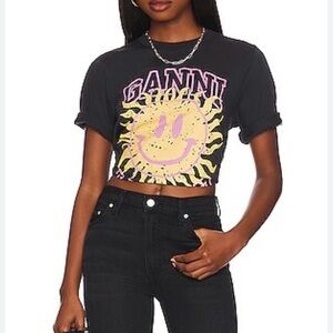 Ganni Smiley Organic Cotton T Shirt
